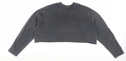 Topshop Women Charcoal Grey Crop Pullover Sweatshirt UK 8