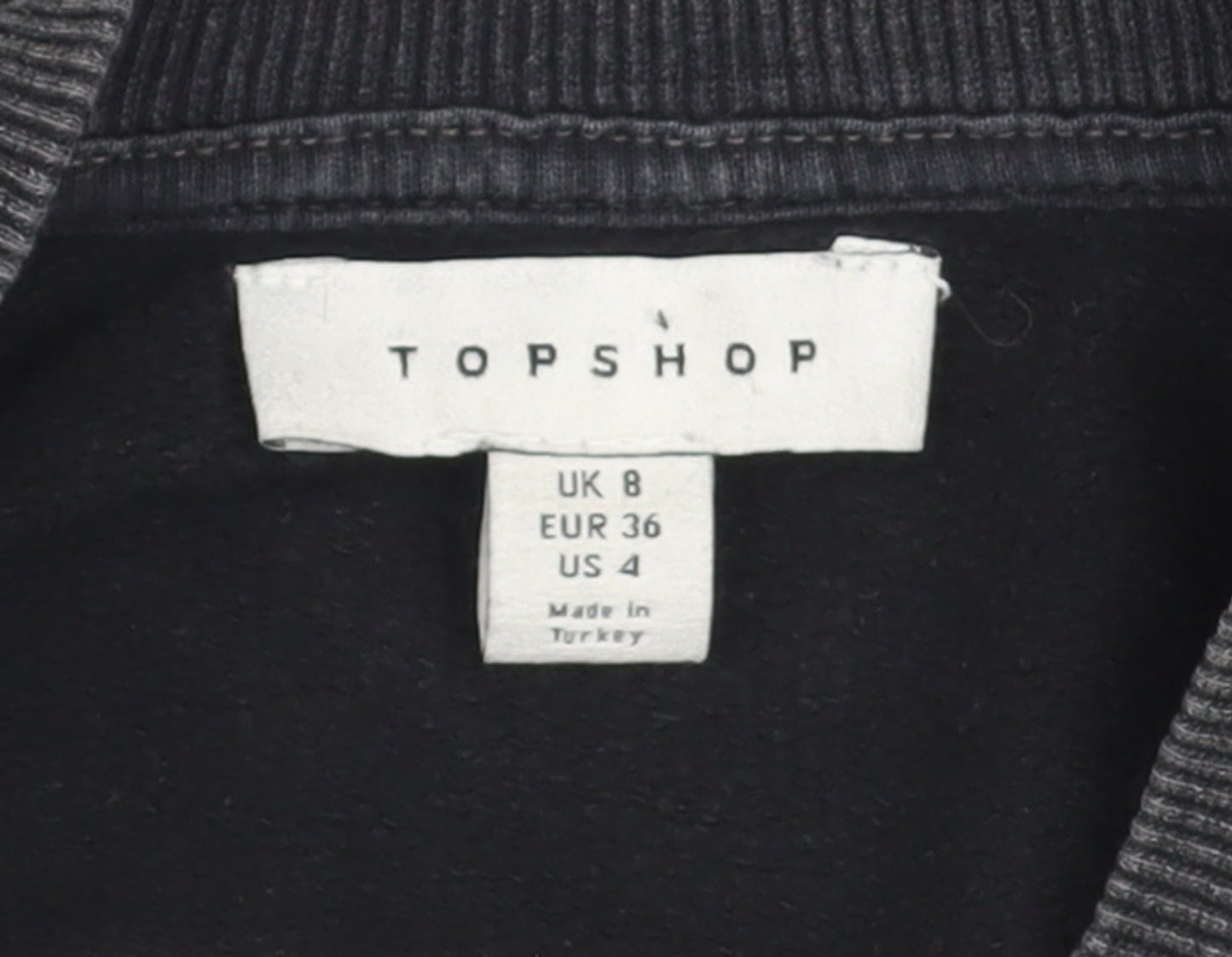 Topshop Women Charcoal Grey Crop Pullover Sweatshirt UK 8