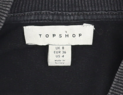 Topshop Women Charcoal Grey Crop Pullover Sweatshirt UK 8