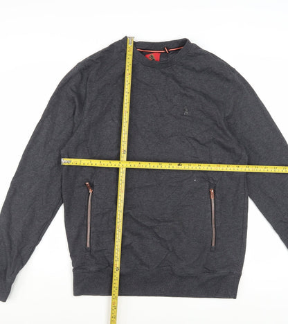 Luke Men's Grey Crew Neck Zip Pocket Sweatshirt Medium