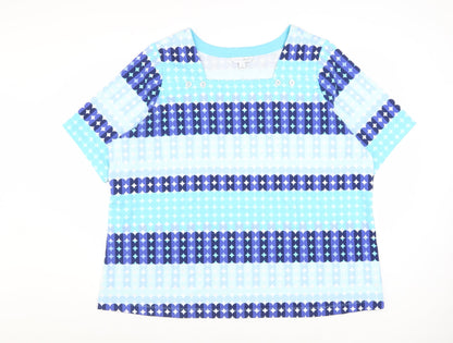 Sport Savvy Women’s Blue Striped Cotton Jersey Short Sleeve T-Shirt 2XL
