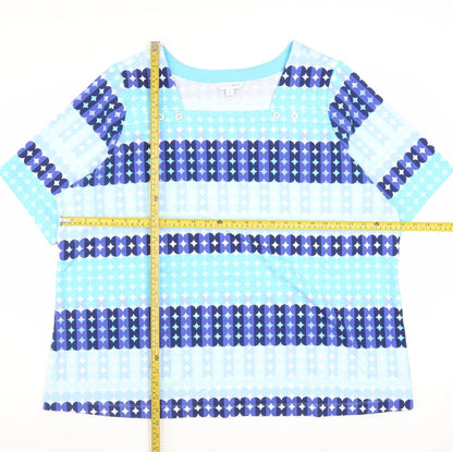 Sport Savvy Women’s Blue Striped Cotton Jersey Short Sleeve T-Shirt 2XL