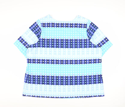 Sport Savvy Women’s Blue Striped Cotton Jersey Short Sleeve T-Shirt 2XL