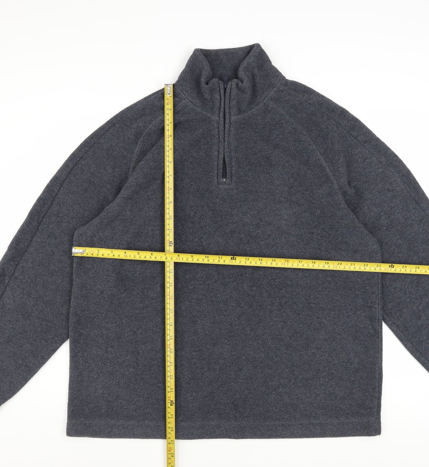 Next Men’s Grey 1/4 Zip Fleece Sweatshirt XL High Neck