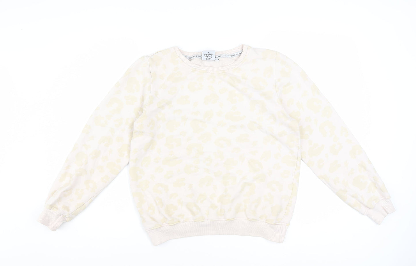Scamp & Dude Women Beige Animal Print Pullover Sweatshirt Size S