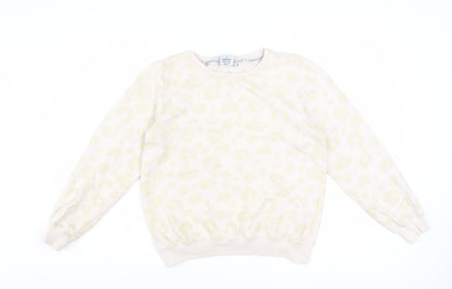 Scamp & Dude Women Beige Animal Print Pullover Sweatshirt Size S