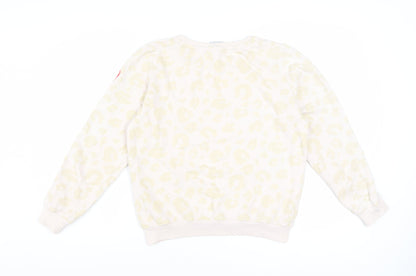Scamp & Dude Women Beige Animal Print Pullover Sweatshirt Size S