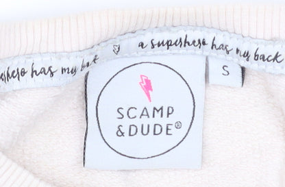 Scamp & Dude Women Beige Animal Print Pullover Sweatshirt Size S