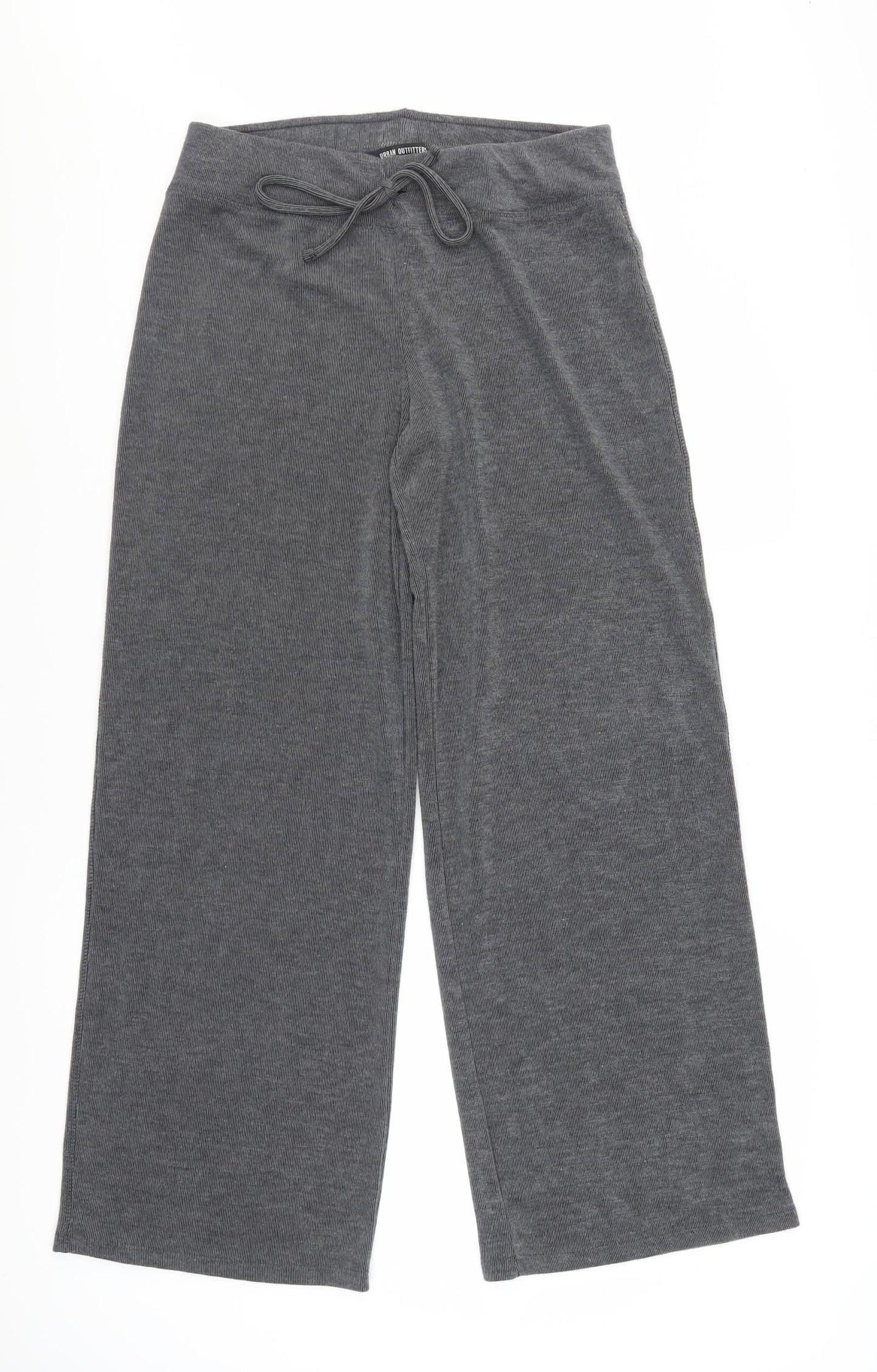 Urban Outfitters Women Grey Wide-Leg Trousers L Elastic Waist Soft Knit