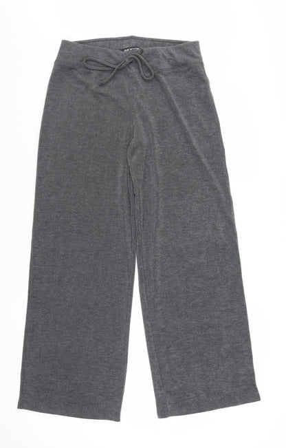 Urban Outfitters Women Grey Wide-Leg Trousers L Elastic Waist Soft Knit