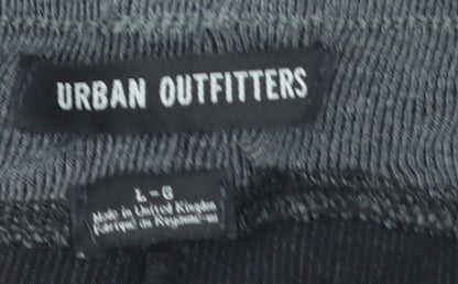 Urban Outfitters Women Grey Wide-Leg Trousers L Elastic Waist Soft Knit