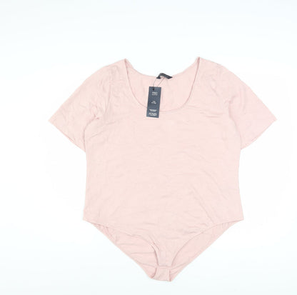 Marks and Spencer Women Pink Short Sleeve Jersey Bodysuit Size 22