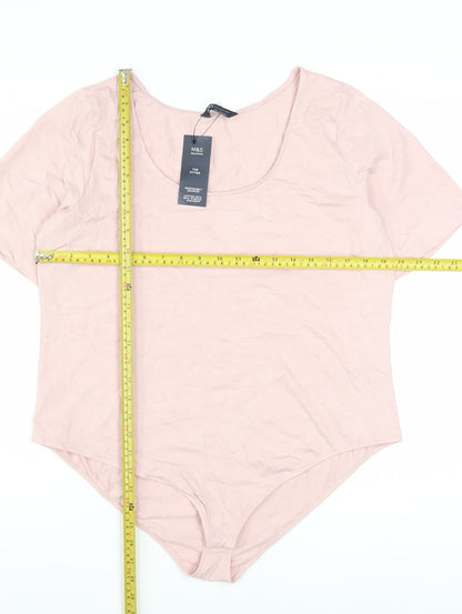 Marks and Spencer Women Pink Short Sleeve Jersey Bodysuit Size 22