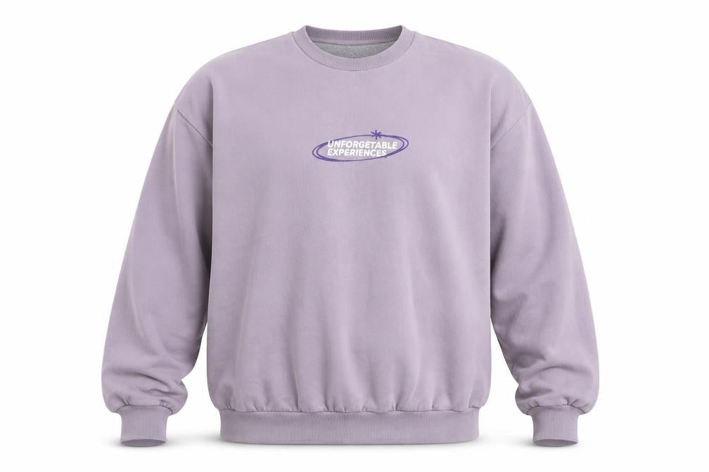 Pull&Bear Men's Purple Graphic Pullover Sweatshirt L Crew Neck
