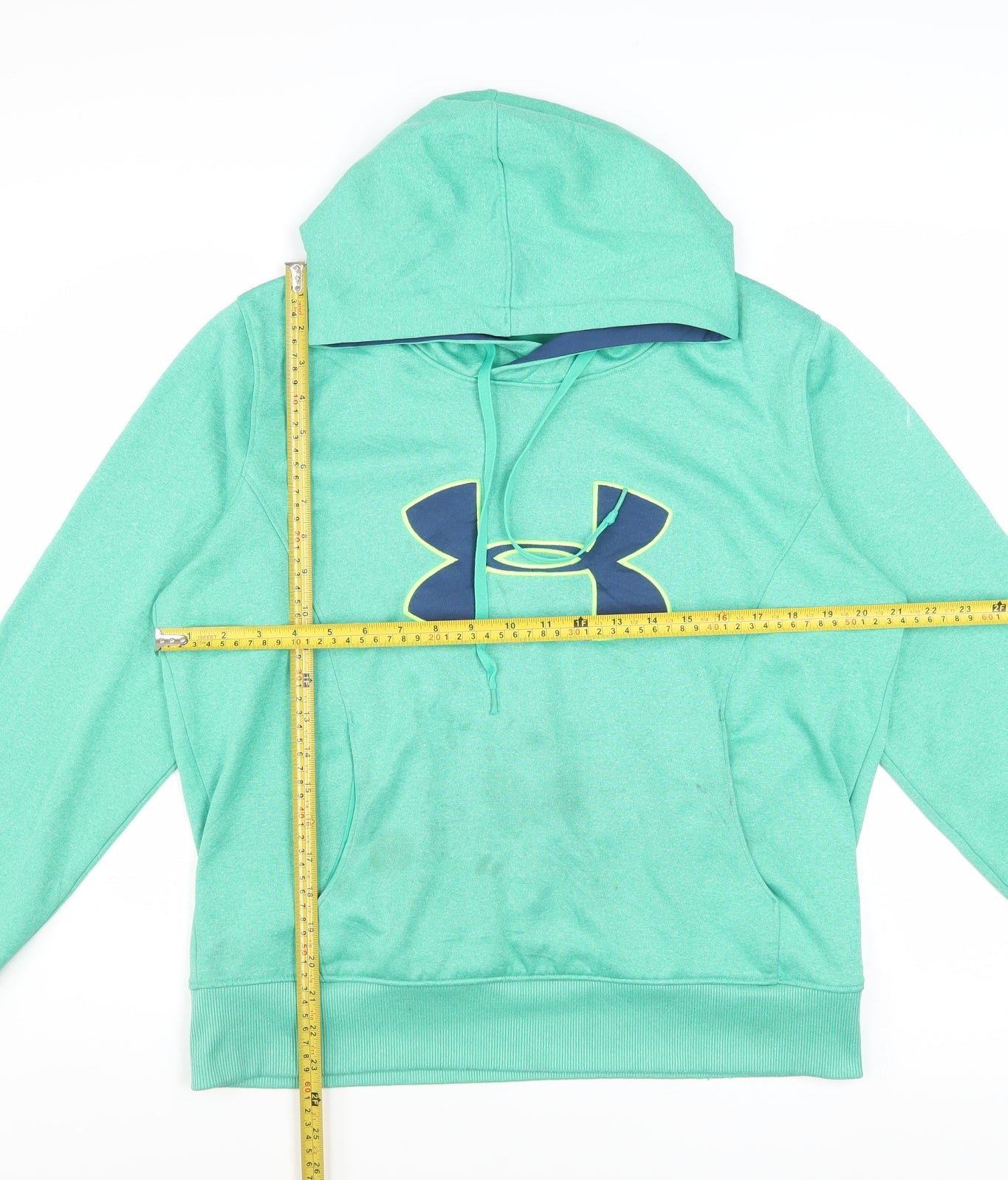 Under Armour Boys Green Pullover Hoodie Large ColdGear Logo Sweatshirt