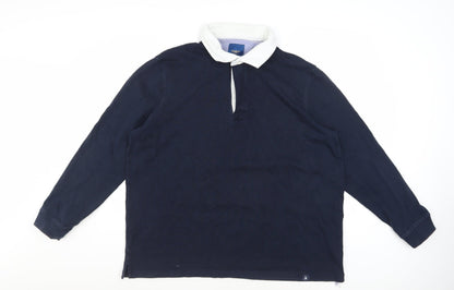 Cotton Traders Men's Navy Long Sleeve Rugby Polo 2XL