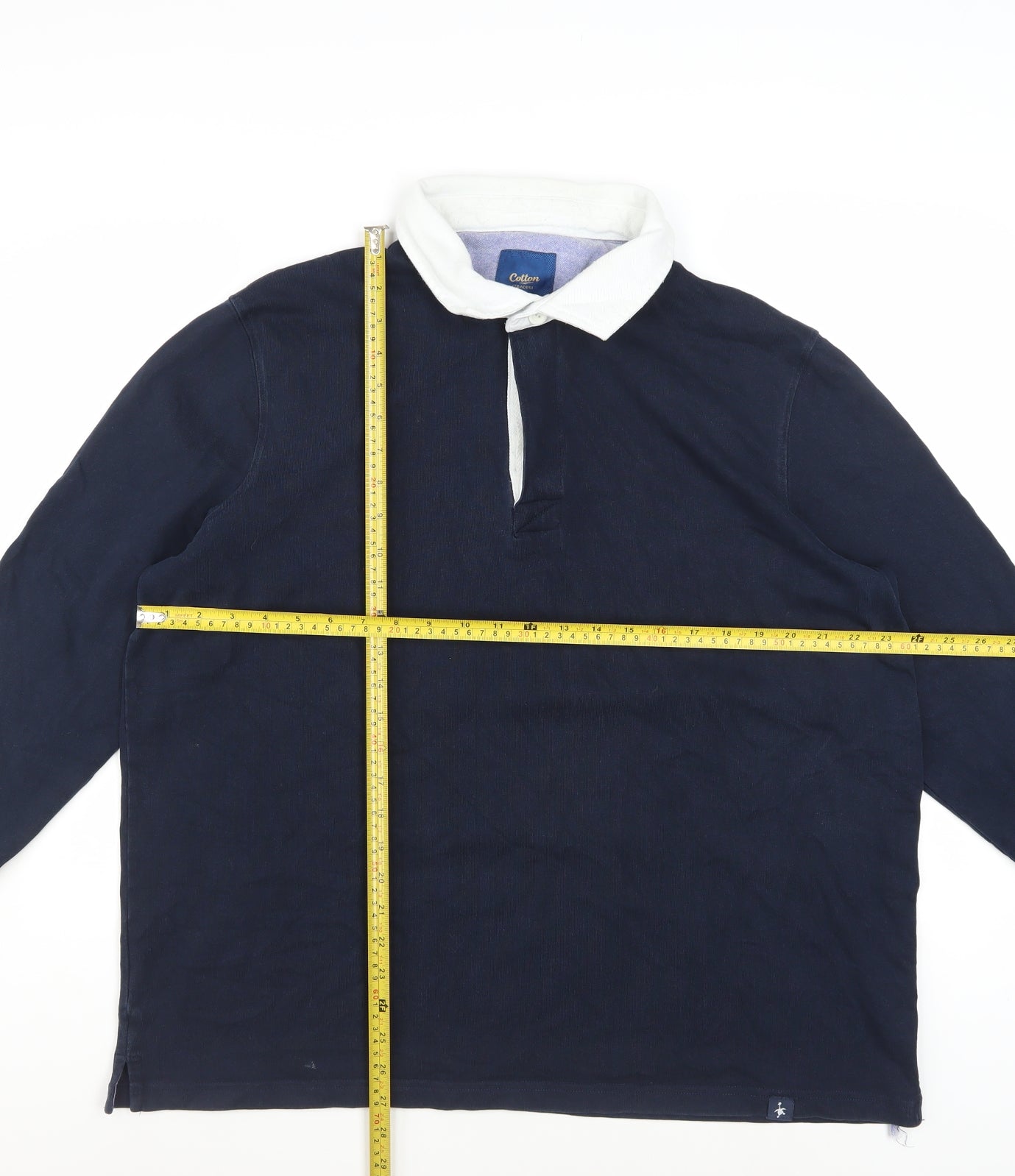 Cotton Traders Men's Navy Long Sleeve Rugby Polo 2XL