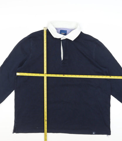 Cotton Traders Men's Navy Long Sleeve Rugby Polo 2XL