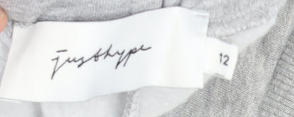Hype Womens Grey Jogger Trousers Size 12 Regular Fit Logo Drawstring