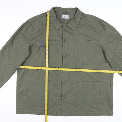 Tu Men's Green 2XL Linen Blend Long Sleeve Button-Up Shirt