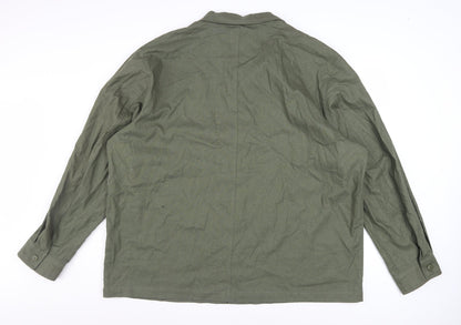Tu Men's Green 2XL Linen Blend Long Sleeve Button-Up Shirt