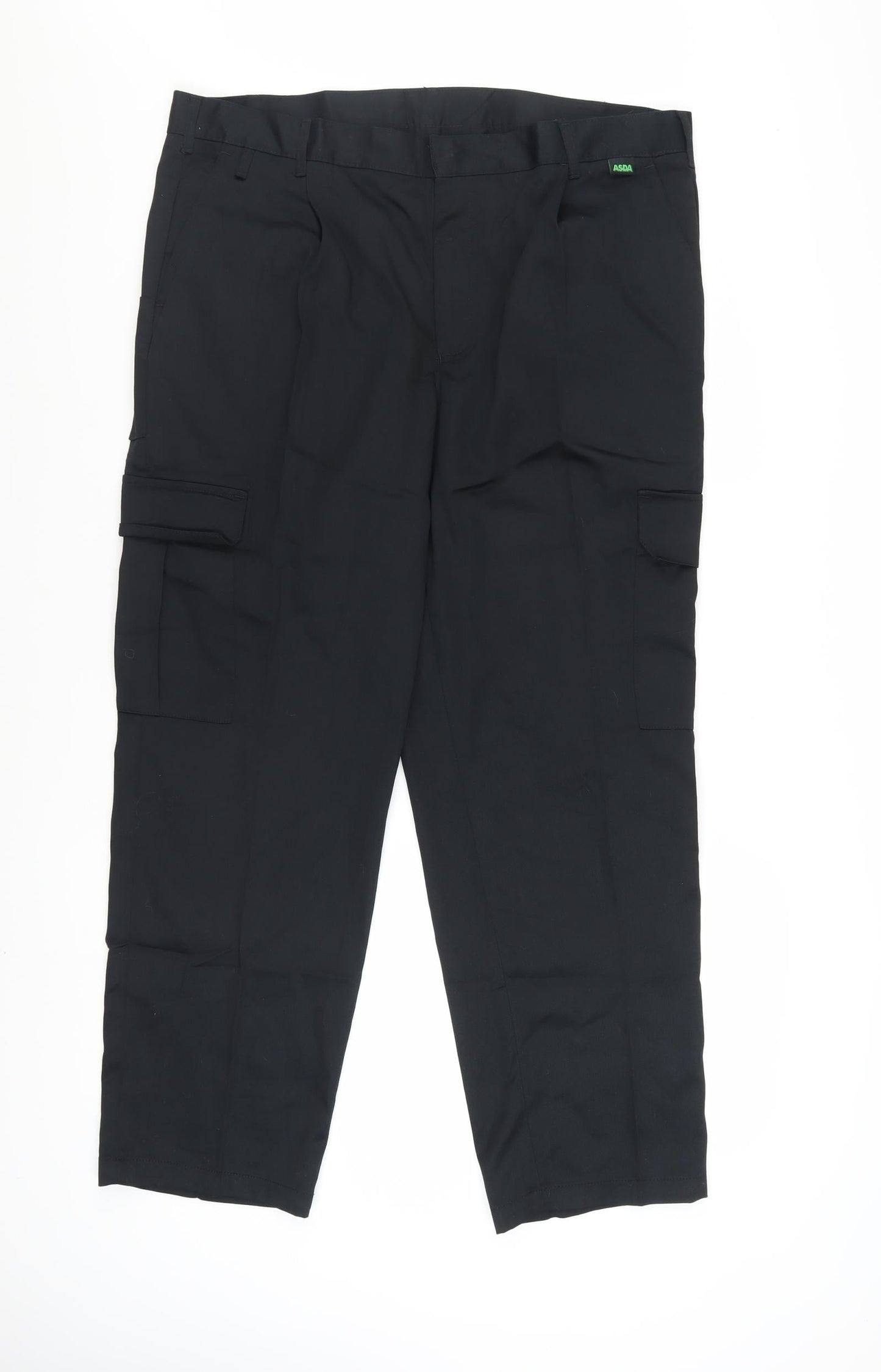 Dimensions Men Black Cargo Trousers 38 Short Polyester Cotton Workwear