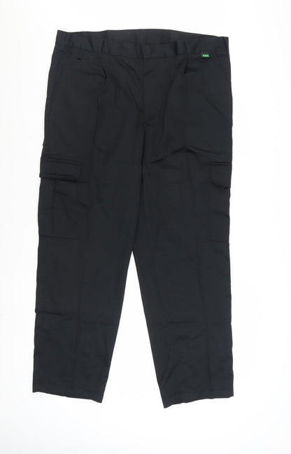 Dimensions Men Black Cargo Trousers 38 Short Polyester Cotton Workwear