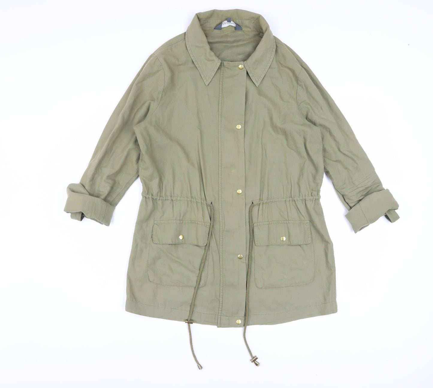 Sosandar Women's Green Cotton Parka Jacket Size 10 Drawstring Waist