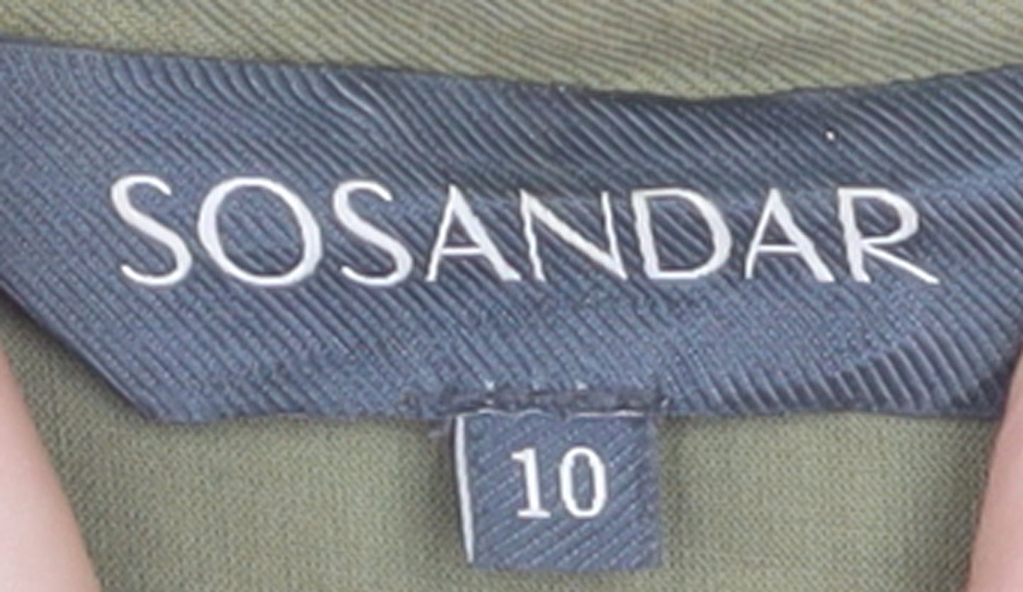 Sosandar Women's Green Cotton Parka Jacket Size 10 Drawstring Waist