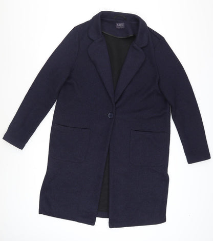 Marks and Spencer Women's Blue Coatigan Size 12 Long Sleeve Knit Overcoat