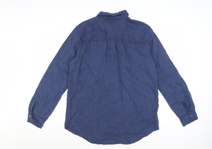 Alexander Jordan Women's Blue Lyocell Button-Up Shirt M