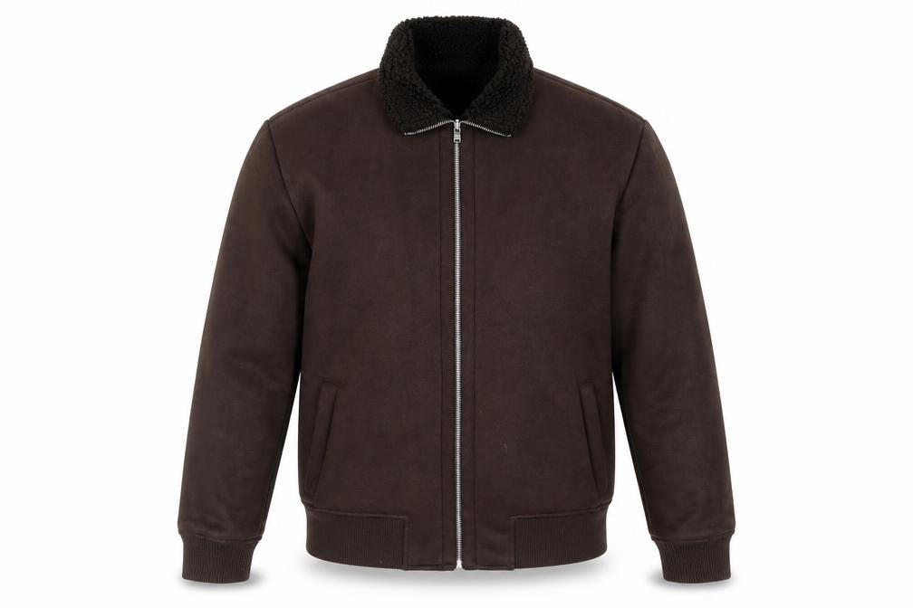 Next Men's Brown Bomber Jacket M Regular Fit Full Zip Polyester