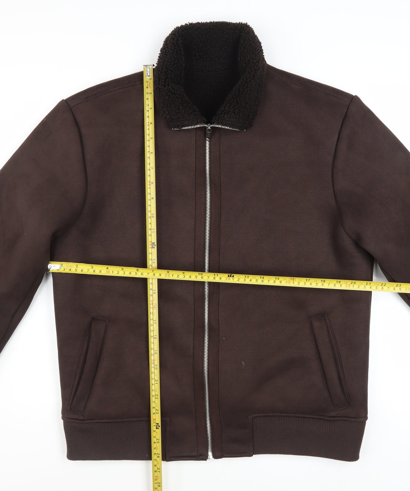 Next Men's Brown Bomber Jacket M Regular Fit Full Zip Polyester