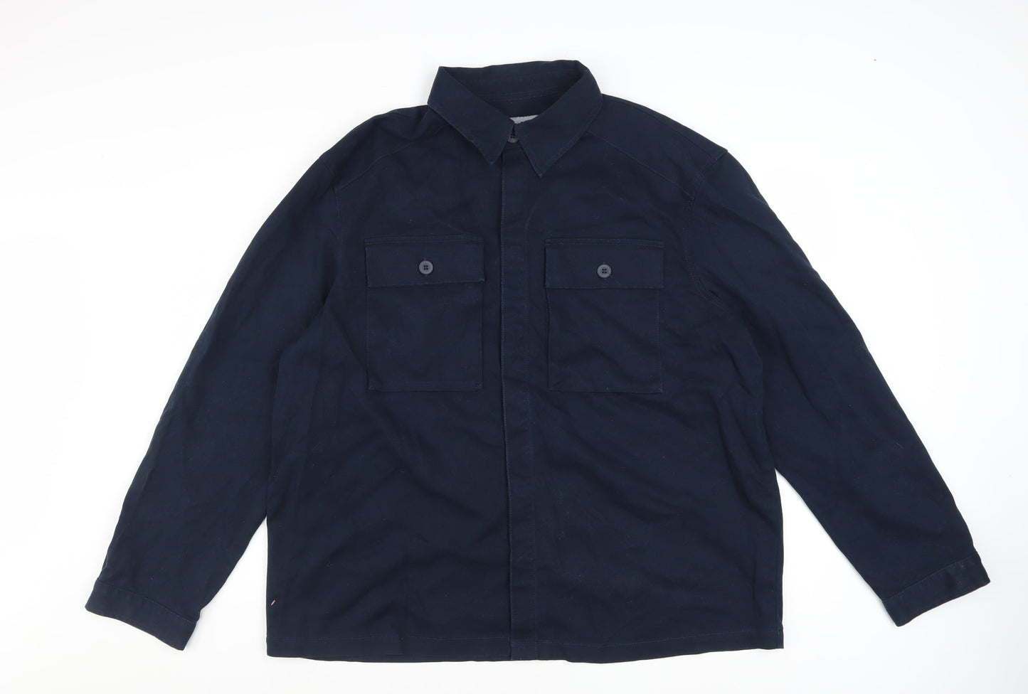 Tu Men's Blue XL Cotton Button-Up Long Sleeve Casual Shirt