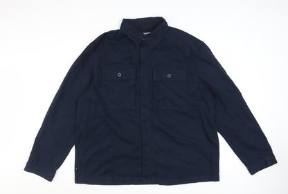 Tu Men's Blue XL Cotton Button-Up Long Sleeve Casual Shirt