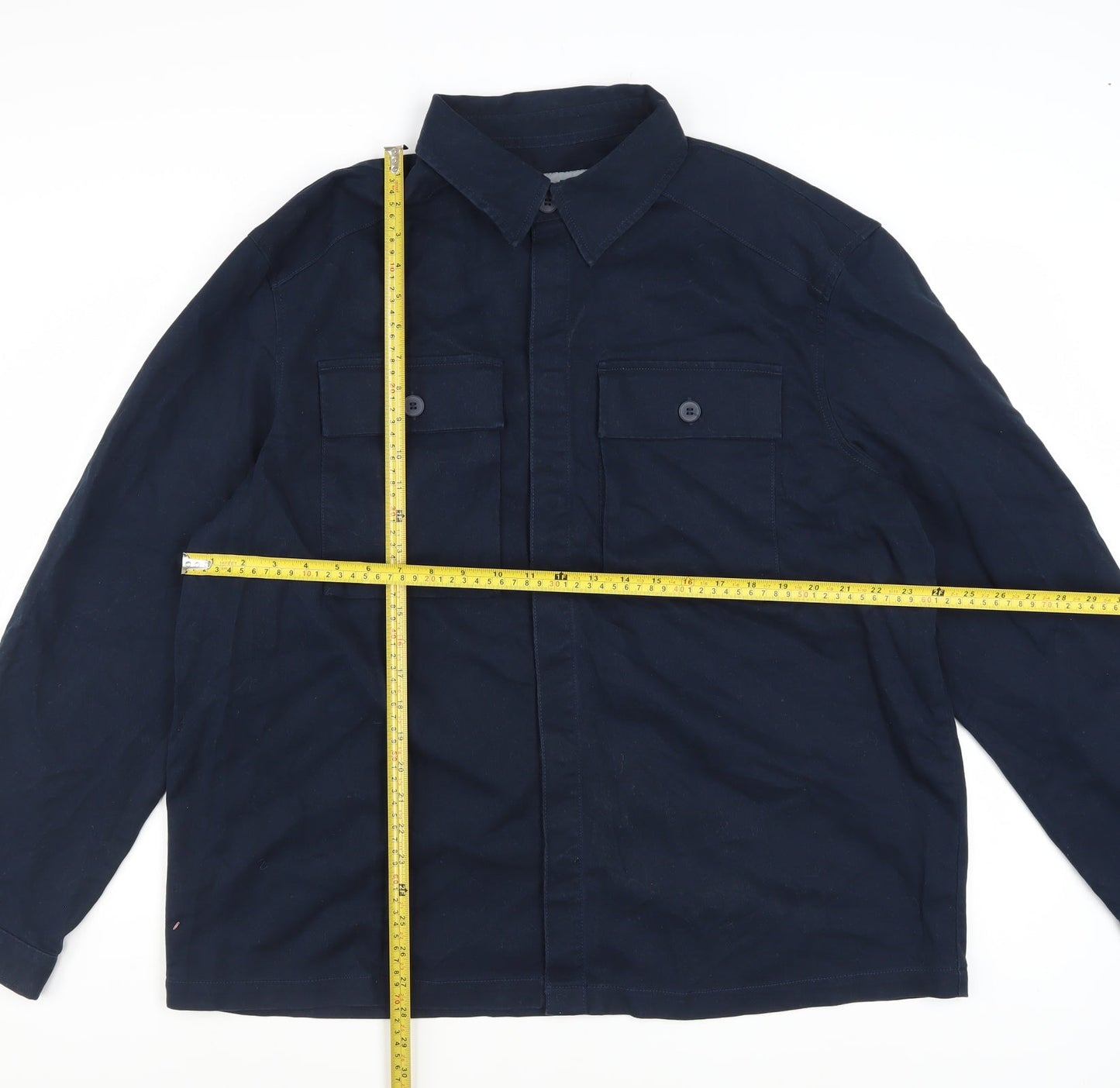 Tu Men's Blue XL Cotton Button-Up Long Sleeve Casual Shirt