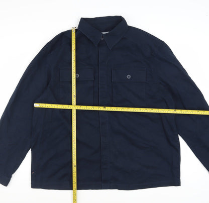 Tu Men's Blue XL Cotton Button-Up Long Sleeve Casual Shirt
