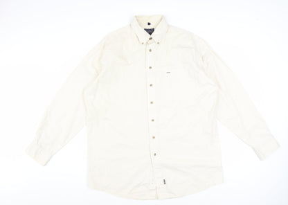 H.D.C Sports Men's Ivory Long Sleeve Button-Down Cotton Shirt Size 16.5