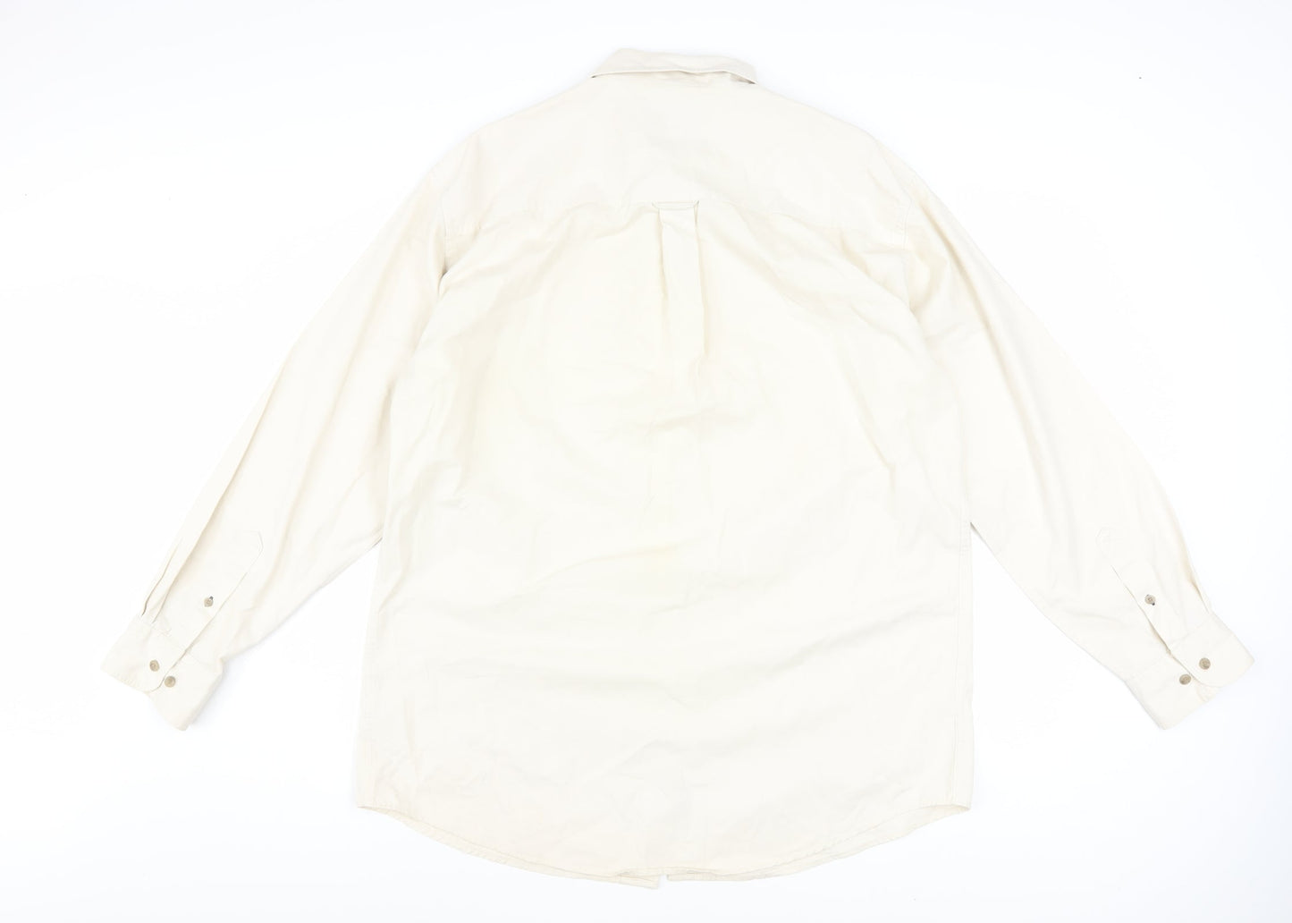 H.D.C Sports Men's Ivory Long Sleeve Button-Down Cotton Shirt Size 16.5