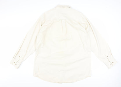 H.D.C Sports Men's Ivory Long Sleeve Button-Down Cotton Shirt Size 16.5