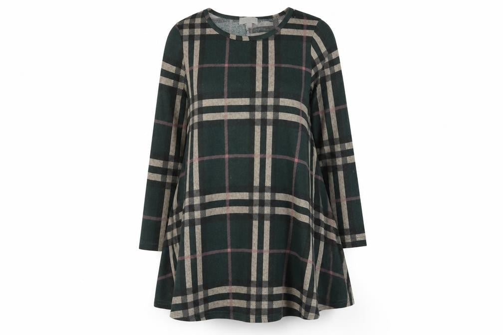 Apricot Women Green Check Shift Dress UK 8 Long Sleeve Casual
