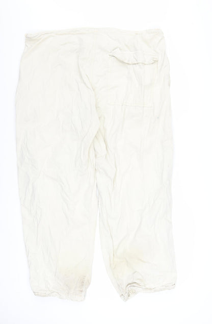 iets frans Women Ivory Cargo Trousers XL Cotton Lightweight