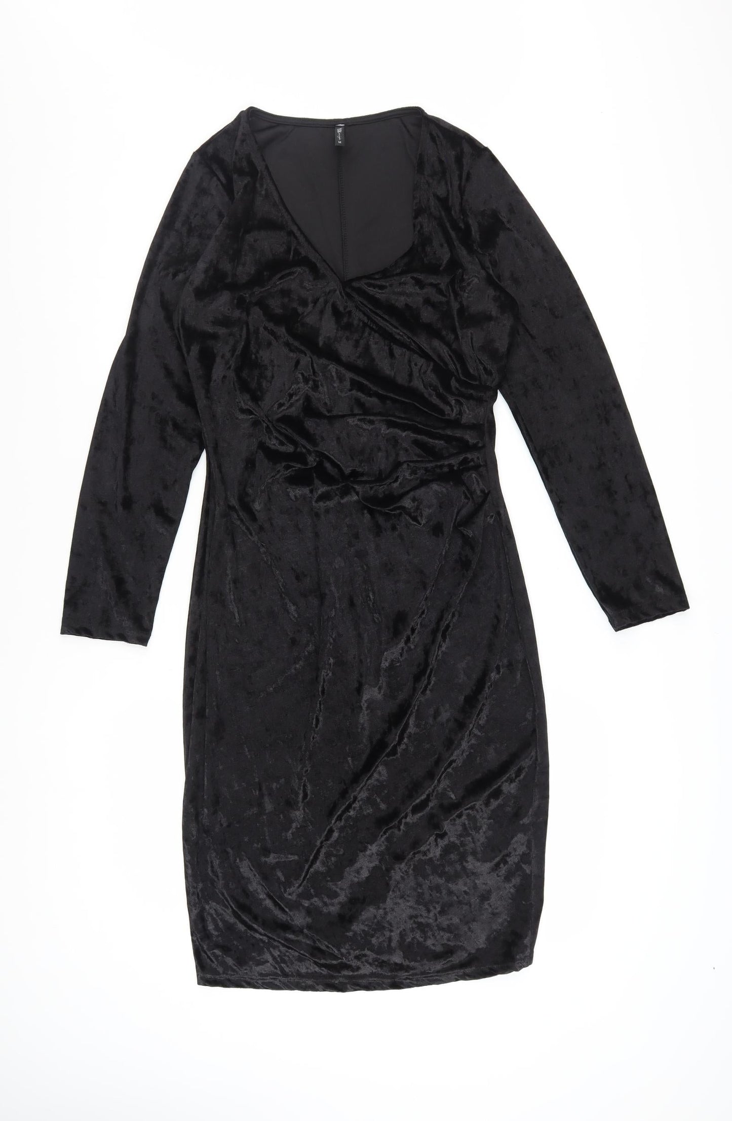 Edista Los Angeles Womens Black Velvet Bodycon Dress Size M