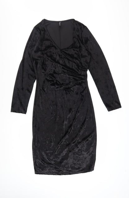 Edista Los Angeles Womens Black Velvet Bodycon Dress Size M
