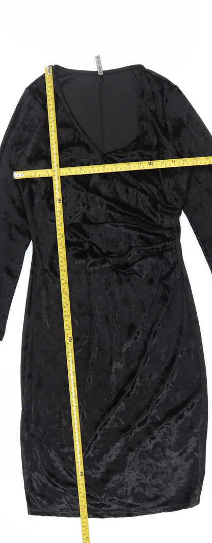 Edista Los Angeles Womens Black Velvet Bodycon Dress Size M