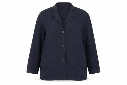 Marks & Spencer Women Blue Linen Blend Blazer Size 18 Classic Mid-Length