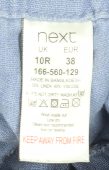 Next Women Blue Linen Blend Chino Trousers Size 10 Regular