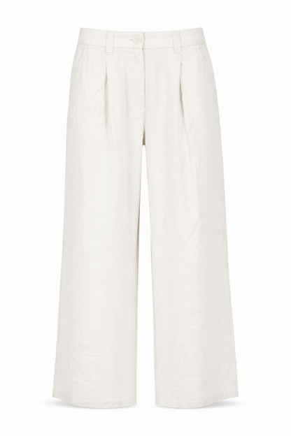 Front view of ASOS Women Beige Wide-Leg High Rise Pleated Trousers, size 6