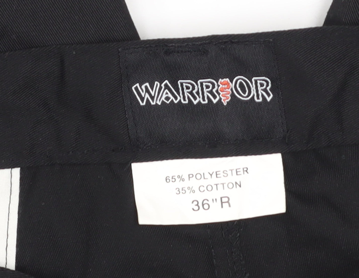 Warrior Men's Black 36R Cargo Workwear Trousers Polyester Cotton Blend