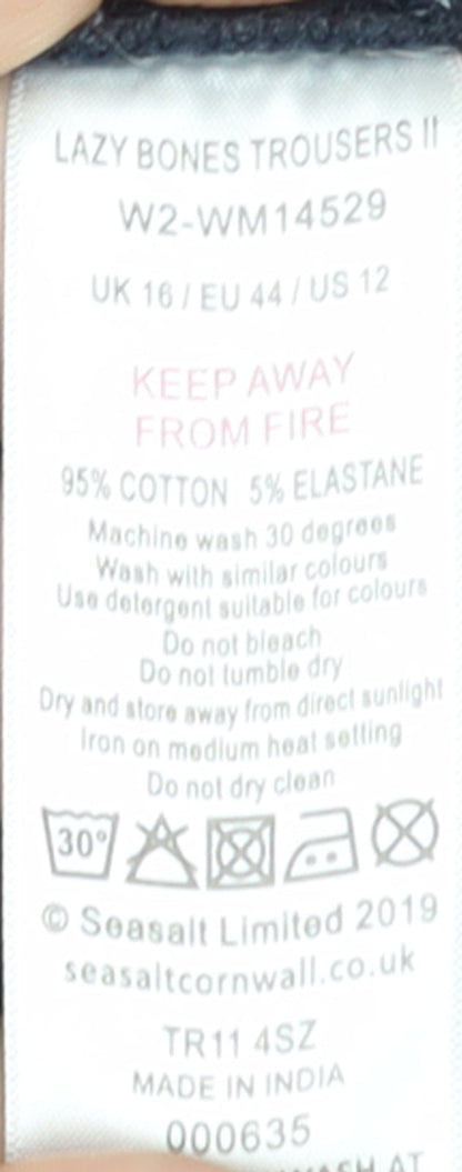 Seasalt Cornwall Women's Navy Cotton Stretch Lazy Bones Trousers UK 16